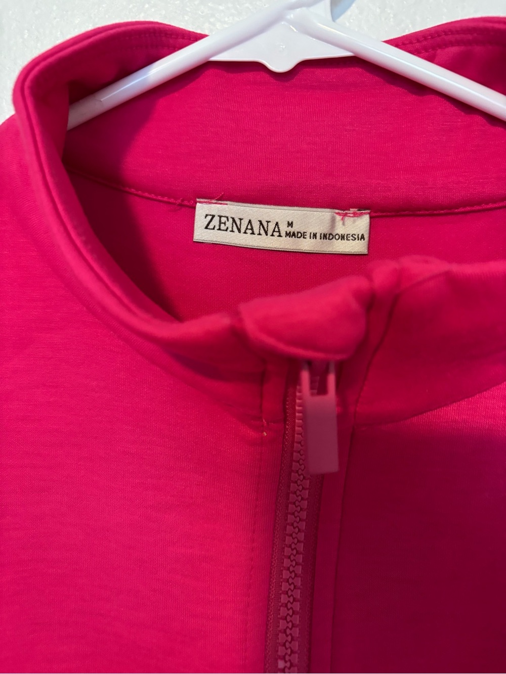 Zenana Outfitters Hot Pink Half-Zip Cropped Pullover - Picture 2 of 3